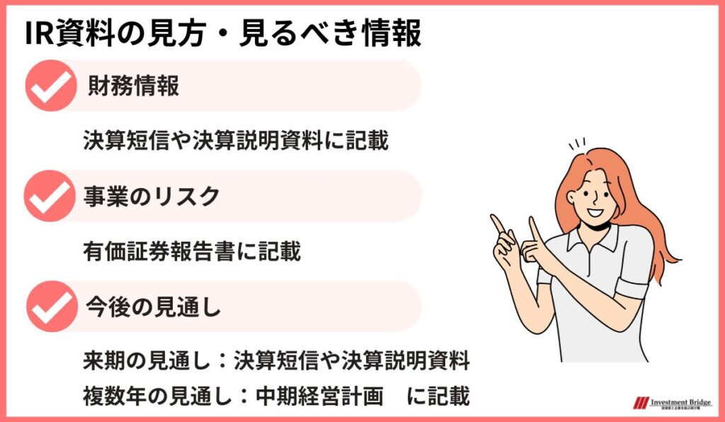 IR資料の見方・見るべき情報は財務情報、事業のリスク、今後の見通しについて記載することがポイント