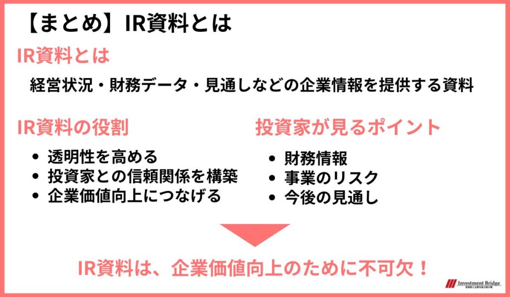 まとめ IR資料は企業価値向上のために不可欠